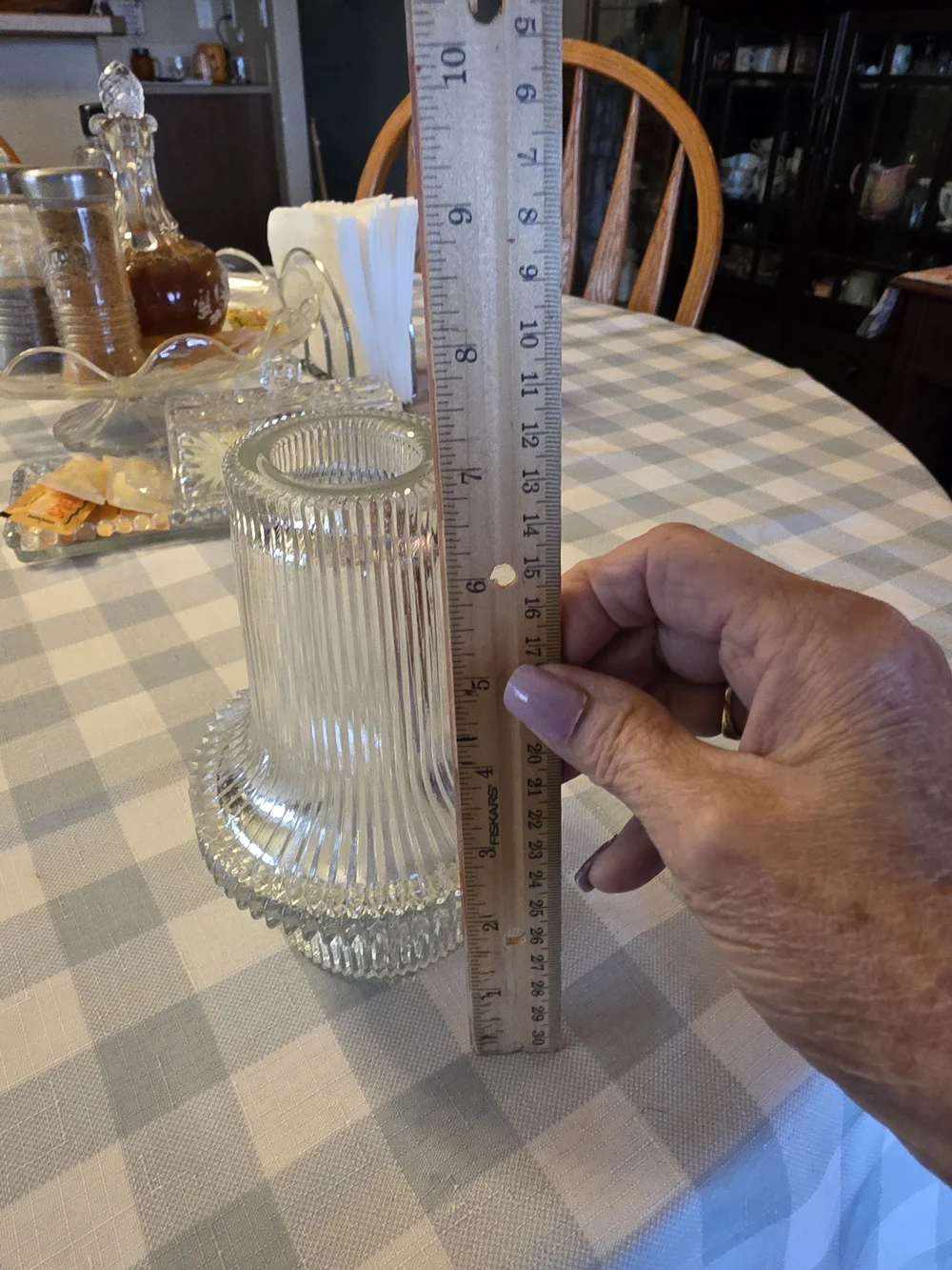 Clear Ribbed Glass Candle Holder — Textured Tabletop Accent